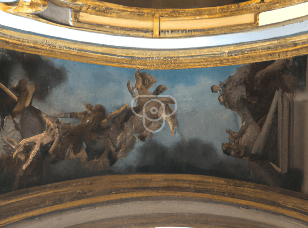 Trompe l’Oeil on a ceiling, Italy traditional painting